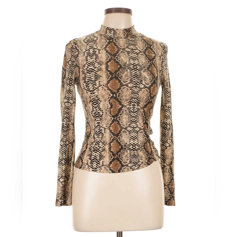 Shein Long Sleeve Brown Tan Snake Design Top 🤎 Large
